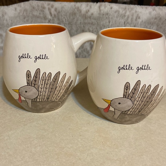 Rae Dunn Artisan Collection by Magenta Holiday Turkey gobble gobble mugs - Picture 1 of 8
